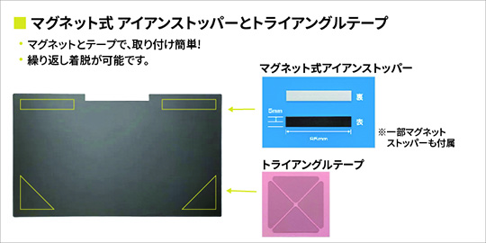 マグネット式 アイアンストッパーとトライアングルテープ